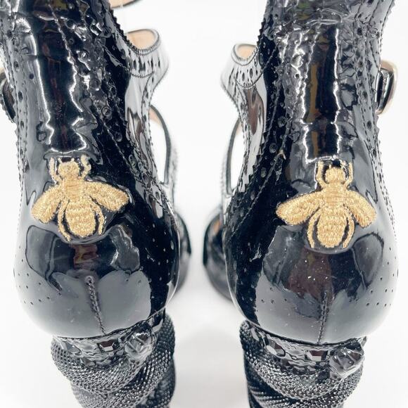 Gucci Black Patent Leather Queercore Dionysus Buckle Snake Heel Pumps EU 38 - Picture 12 of 15